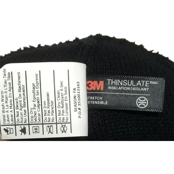 Carhartt Knit Beanie Hat Cuffed 3M Thinsulate Black Orange Spell Out Embroidered - Picture 7 of 8